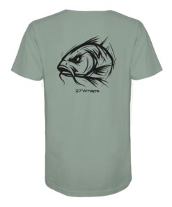 Urban Carp T-Shirt: ein cooles Karpfen Shirt für Karpfenangler mit Rückendruck in aloe. Ein cooles Angler T-Shirt und Geschenk für Karpfenangler.