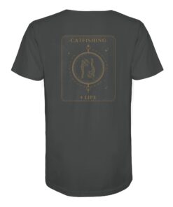 Catfishing 4 Life T-Shirt für welsangler: ein eleganten Wels Shirt für Angler mit Rückendruck in anthrazit. Ein besonderes Waller T-Shirt und eine tolle Geschenkidee für Welsangler.