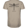 Bio Libellen T-Shirt für Karpfenangler: sandfarbenes Dragonfly Shirt für Angler. Ein tolles Angler T-Shirt und Geschenk für Angler.