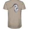 Bio Graureiher T-Shirt für Karpfenangler: sandfarbenes Graureiher Shirt für Naturfreunde. Ein tolles Angler T-Shirt und Geschenk für Naturfreunde.