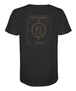 Catfishing 4 Life T-Shirt für welsangler: ein eleganten Wels Shirt für Angler mit Rückendruck in schwarz. Ein besonderes Waller T-Shirt und eine tolle Geschenkidee für Welsangler.