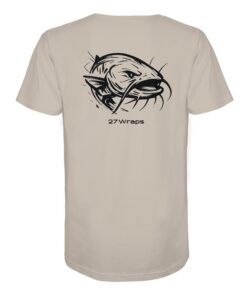Urban Catfish T-Shirt für welsangler: ein cooles Wels Shirt für Angler mit Rückendruck in sandfarben. Ein elegantes Waller T-Shirt und eine besondere Geschenkidee für Welsangler.