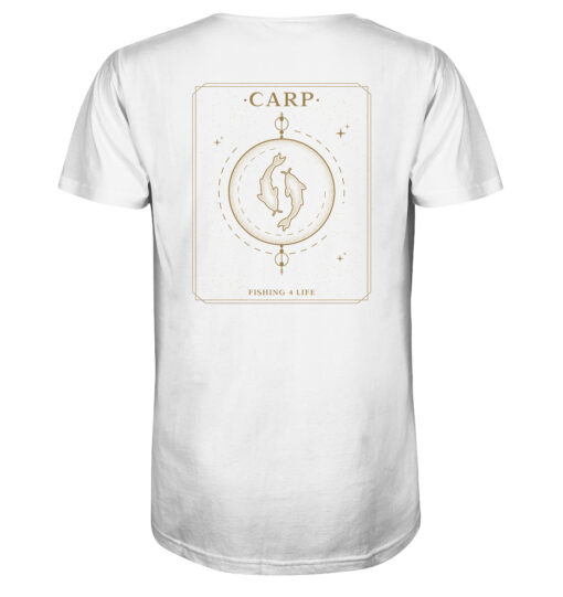 Karpfenangler T-Shirt: weißes Carp Fishing for Life Bio T-Shirt für Angler.