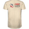 Bio Karpfen T-Shirt für Karpfenangler: naturweißes Carp Life T-Shirt für Angler mit Rückendruck.