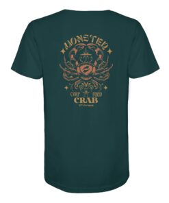 Monster Crab T-Shirt für Karpfenangler: ein besonderes Karpfen Shirt für Karpfenangler mit Rückendruck in dunkelgrün. Ein elegantes T-Shirt zum Karpfenangeln und eine tolles Geschenk für den Angelbuddy.