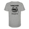 Monsters from depths T-Shirt für Welsangler: ein elegantes Wels Shirt für Angler mit Rückendruck in graumeliert. Ein besonderes Waller T-Shirt und eine originelle Geschenkidee für Welsangler.