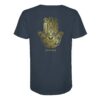 Hamsa Carp T-Shirt für Karpfenangler: ein besonderes Karpfen Shirt für Karpfenangler mit dem bekannten Hamsa Schutzsymbol in blaugrau. Ein elegantes T-Shirt zum Karpfenangeln und eine besondere Geschenkidee für Karpfenangler.