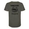 Monsters from depths T-Shirt für Welsangler: ein elegantes Wels Shirt für Angler mit Rückendruck in olivgrün. Ein besonderes Waller T-Shirt und eine originelle Geschenkidee für Welsangler.