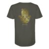 Hamsa Carp T-Shirt für Karpfenangler: ein besonderes Karpfen Shirt für Karpfenangler mit dem bekannten Hamsa Schutzsymbol in olivgrün. Ein elegantes T-Shirt zum Karpfenangeln und eine besondere Geschenkidee für Karpfenangler.
