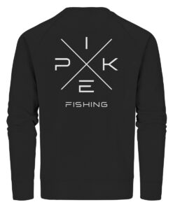 Pike Fishing Sweatshirt für Raubfischangler in schwarz mit elegantem Rückendruck.