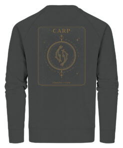 Karpfenangler Sweatshirt mit Druck: Carp Fishing for Life Bio Sweatshirt für Angler in anthracite.