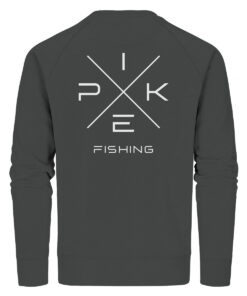 Pike Fishing Sweatshirt für Raubfischangler in anthrazit mit elegantem Rückendruck.
