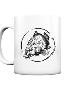 Karpfen Tasse mit elegantem Karpfen Druck. Perfekt als Geschenk für Angler - die Tasse für Karpfenangler.