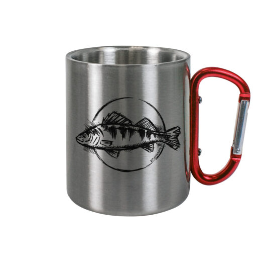 Raubfisch Angler Tasse Perch Handdrawn. Raubfisch Tasse als Geschenk für Angler. Tassen für Angler hier bestellen.