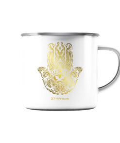 Hamsa Carp Emaille Tasse mit elegantem Karpfen Druck. Perfekt als Geschenk für Karpfenangler - Karpfen Tasse für Karpfenangler.