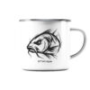 Urban Carp Emaille Tasse mit elegantem Karpfen Druck. Perfekt als Geschenk für Angler - urbane Tasse für Karpfenangler.