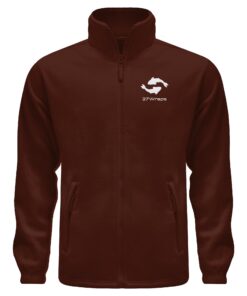 Pisces Karpfen Fleecejacke für Angler: warme, bequeme Fleecejacke für Karpfenangler mit Stick. Besondere Fleecejacke zum Angeln in Braun. Ein besonderes Geschenk für Karpfenangler.