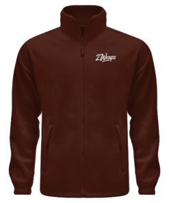 27Wraps Curved Fleecejacke für Karpfenangler: warme, bequeme Angler Fleecejacke mit Stick. Besondere Fleecejacke zum Angeln in Braun. Ein besonderes Geschenk für Karpfenangler.