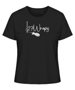 Schwarzes Bio T-Shirt für Karpfenanglerinnen mit Spod Logo Aufdruck. Angelbekleidung Damen aus bester Bio Baumwolle.