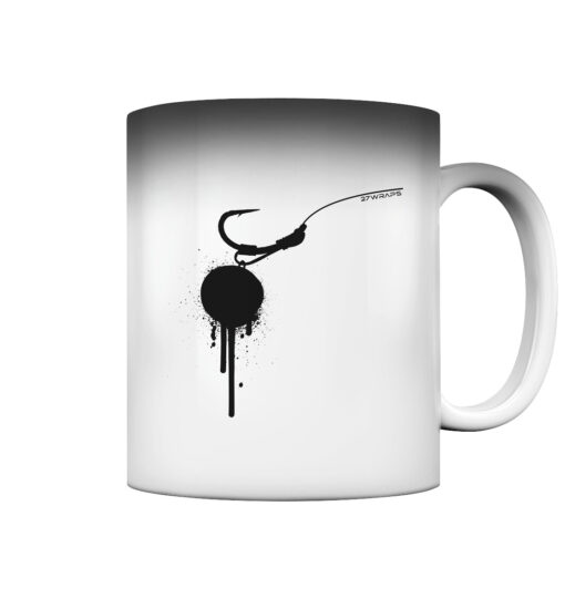 Hookbait Graffiti Zaubertasse für Angler. Ein tolles Angler Geschenk für Karpfenangler. Nachhaltige Angler Geschenke und Angler Tassen hier bestellen.