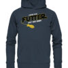 Lustiger Karpfen Hoodie für Karpfenangler: graublauer Bio Hoodie für Angler mit lustigem Druck: Möge das Futter mit dir sein - Spod Edition! Ein lustiges Geschenk für Angler.