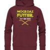 Lustiger Karpfen Hoodie für Karpfenangler: burgundroter Bio Hoodie für Angler mit lustigem Druck: Möge das Futter mit dir sein! Ein lustiges Geschenk für Angler.