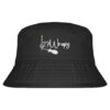 27Wraps Spod Logo Bucket Hat für Karpfenangler in schwarz: Anglerhut mit Stick für Karpfenangler. Besonderer Fischerhut aus Bio-Baumwolle mit elegantem Karpfen Stick. Ein toller Hut für Angler - ideal auch als Angler Geschenk.