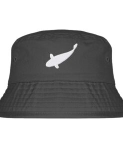Carp Style Karpfen Bucket Hat für Karpfenangler in graphite grey: Anglerhut mit Stick für Karpfenangler. Besonderer Fischerhut aus Bio-Baumwolle mit elegantem Karpfen Stick. Ein toller Hut für Angler - ideal auch als Angler Geschenk.