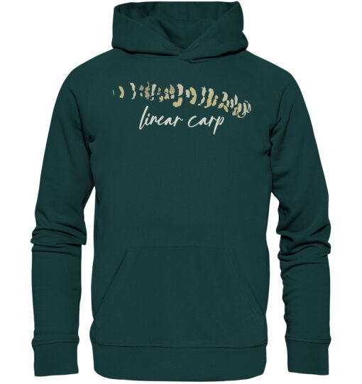 Bio Linear Carp Hoodie für Karpfenangler: grüner Karpfen Hoodie für Angler. Ein tolles Angler Geschenk.