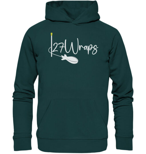 27Wraps Spod Logo Premium Hoodie für Karpfenangler in der Farbe glasiertes Grün. Hochwertige Angler Bekleidung hier bestellen.