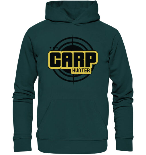 Carp Hunter Hoodie für Karpfenangler in glazed green mit dem auffälligen carphunter Design für Karpfenangler. Ein tolles Geschenk für Angler!