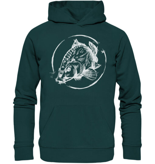 Grüner Bio Karpfen Hoodie für Angler: Carp Hoodie für Karpfenangler. Ein tolles Angler Geschenk.