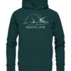 Karpfenangeln vom Boot: der Boatlife Karpfen Hoodie für Karpfenangler. Ein tolles Geschenk für Angler. Bio Angler Hoodie in Grün bestellen.