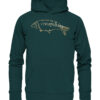 Bio Zeilenkarpfen Hoodie für Karpfenangler: grüner Karpfen Hoodie für Angler. Ein tolles Angler Geschenk.