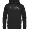 Bio Zeilenkarpfen Hoodie für Karpfenangler: schwarzer Karpfen Hoodie für Angler. Ein tolles Angler Geschenk.