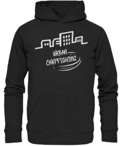 Bio Urban Carpfishing City Hoodie für Karpfenangler: schwarzer Karpfen Hoodie für Angler. Ein tolles Angler Geschenk.