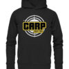 Schwarzer Carp Hunter Hoodie für Karpfenangler mit dem auffälligen carphunter Design für Karpfenangler. Ein tolles Geschenk für Angler!