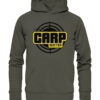 Carp Hunter Hoodie für Karpfenangler in khaki mit dem auffälligen carphunter Design für Karpfenangler. Ein tolles Geschenk für Angler!