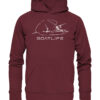 Karpfenangeln vom Boot: der Boatlife Karpfen Hoodie für Karpfenangler. Ein tolles Geschenk für Angler. Bio Angler Hoodie in Burgund-Rot bestellen.