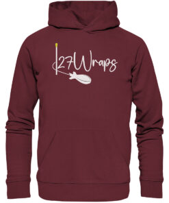 27Wraps Spod Logo Premium Hoodie für Karpfenangler in Burgundrot. Hochwertige Angler Bekleidung hier bestellen.