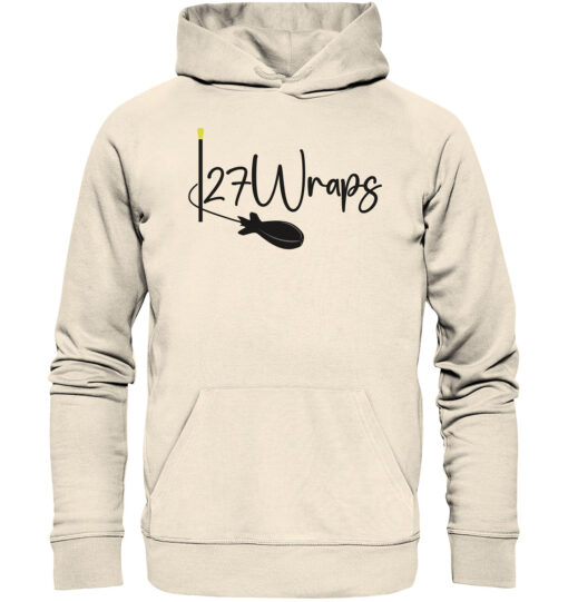 27Wraps Spod Logo Premium Hoodie für Karpfenangler im besonderen Naturweiß. Hochwertige Angler Bekleidung hier bestellen.