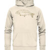 Bio Zeilenkarpfen Hoodie für Karpfenangler: naturweißer Karpfen Hoodie für Angler. Ein tolles Angler Geschenk.