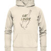 Bio Catfish Lover Wels Hoodie für Welsangler in naturweiß mit Welsdesign und Schriftzug. Ein tolles Geschenk für Wels Angler. Wels Hoodies für Angler.