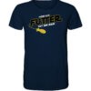 Lustiges Karpfen T-Shirt für Karpfenangler: navyblaues Bio T-Shirt für Angler mit lustigem Druck: Möge das Futter mit dir sein - Spod Edition! Ein lustiges Geschenk für Angler.