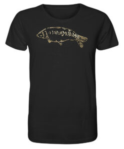 Bio Zeilenkarpfen Shirt für Karpfenangler: schwarzes Karpfen Shirt für Angler. Ein tolles Angler Geschenk.