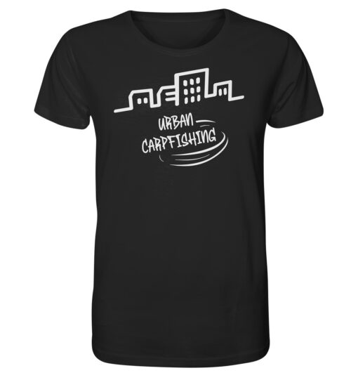 Bio Urban Carpfishing City Shirt für Karpfenangler: schwarzes Karpfen T-Shirt für Angler. Ein tolles Geschenk für Angler.