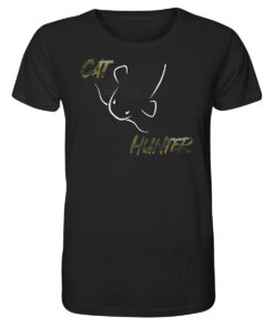 Bio Catfish Hunter Wels T-Shirt für Welsangler in schwarz mit Welsdesign und Schriftzug. Ein tolles Geschenk für Wels Angler. Wels Shirts für Angler.