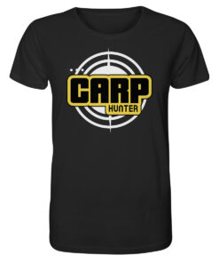 Schwarzes Carp Hunter T-Shirt für Karpfenangler mit dem auffälligen carphunter Design für Karpfenangler. Ein tolles Geschenk für Angler!