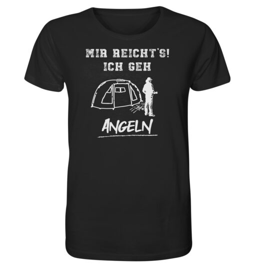 Mir reichts ich geh angeln! Lustiges Karpfen T-Shirt für Karpfenangler: schwarzes Bio T-Shirt für Angler mit lustigem Druck! Ein lustiges Geschenk für Angler.