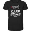 Bio Carp Shirt für Karpfenangler: schwarzes Carp Bomb Squad T-Shirt für Angler mit lustigem Spod Futterraketen Druck.
